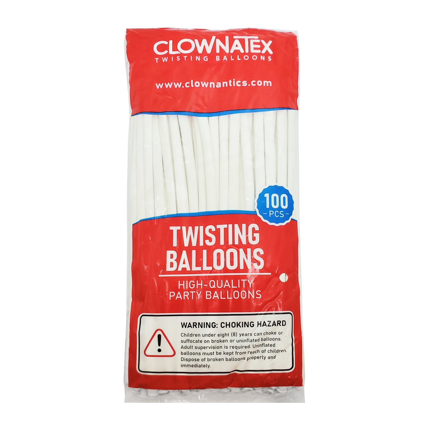 Clownatex 260 Balloons - White (100 pcs)