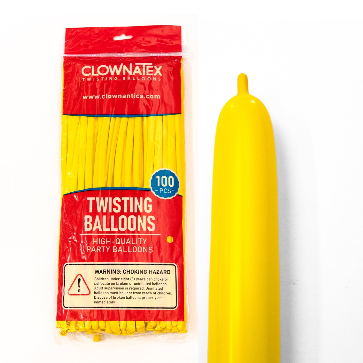 Clownatex 260 Balloons - Yellow (100 pcs)