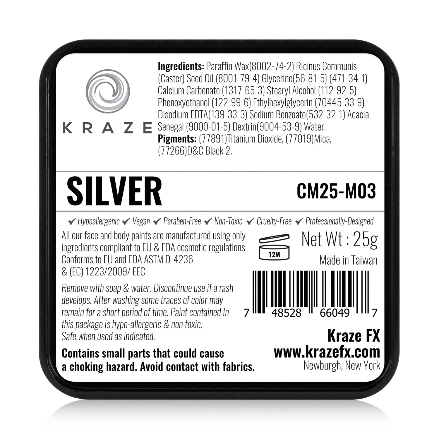Kraze FX Face & Body Paint - Metallic Silver (25 gm)