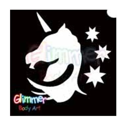 Glimmer Body Art Glitter Tattoo Stencil Unicorn Head 5/pk