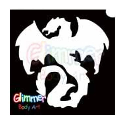 Glimmer Body Art Glitter Stencil Gothic Dragon 1 5/pk