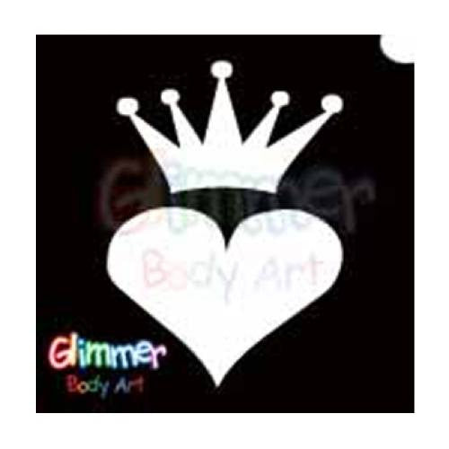 Glimmer Body Art Glitter Tattoo Stencil Crowned Heart 5/pk