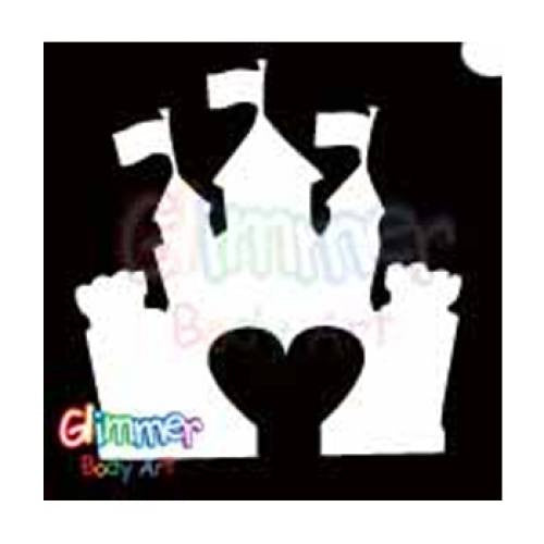 Glimmer Body Art Glitter Tattoo Stencil Castle Heart 5/pk