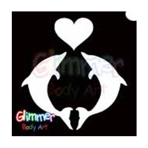 Glimmer Body Art Glitter Stencils Dolphin Heart (5/pack)