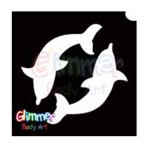 Glimmer Body Art Glitter Stencils Twin Dolphin 1 (5/pack)