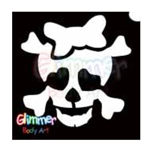 Glimmer Body Art Glitter Stencils Skull with Bow (5/pack)