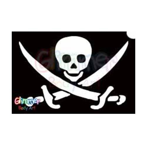 Glimmer Body Art Glitter Stencil Pirate Skull Sword 1 5/pk