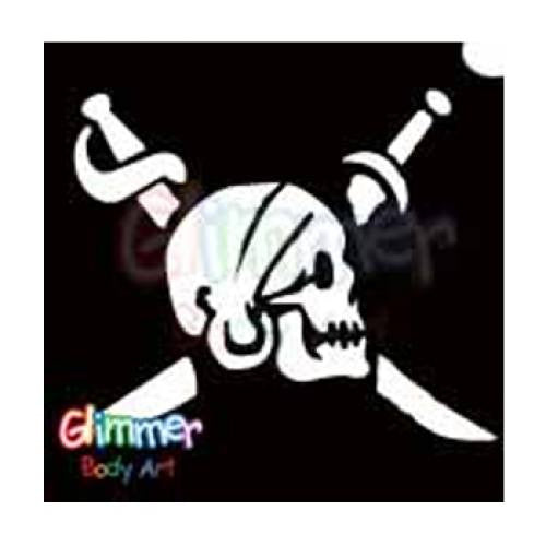 Glimmer Body Art Glitter Stencil Pirate Skull Sword 2 5/pk