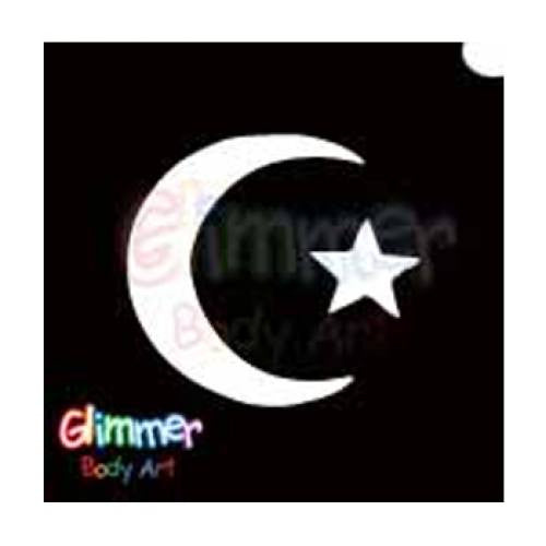 Glimmer Body Art Glitter Tattoo Stencil Star & Moon 1 5/pk