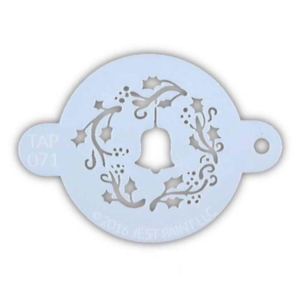 TAP Face Paint Stencil - Christmas Wreath with Bell (071)