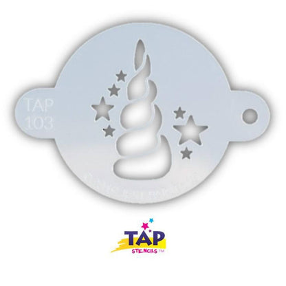 TAP Face Paint Stencil - Unicorn Horn With Stars (103)