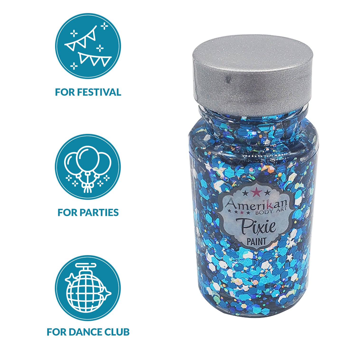 Amerikan Body Art Midnight Blue Pixie Paint Glitter Gel (Limited Edition 1.3 oz)