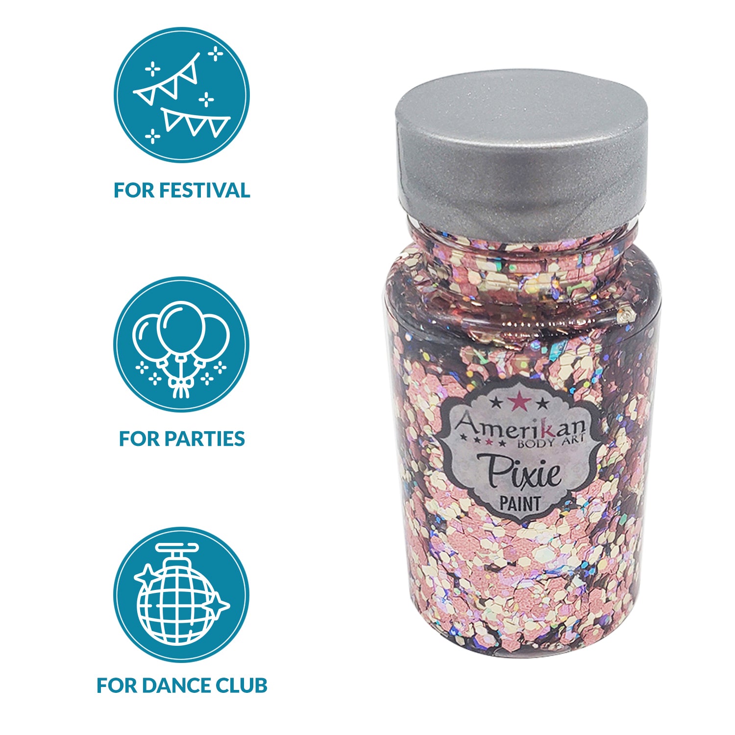 Amerikan Body Art Be Mine Pixie Paint Glitter Gel (Limited Edition 1.3 oz)