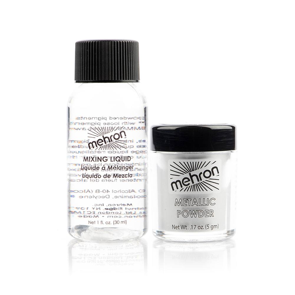 Mehron Metallic Powders  And Mixing Liquid - Metallic Silver S