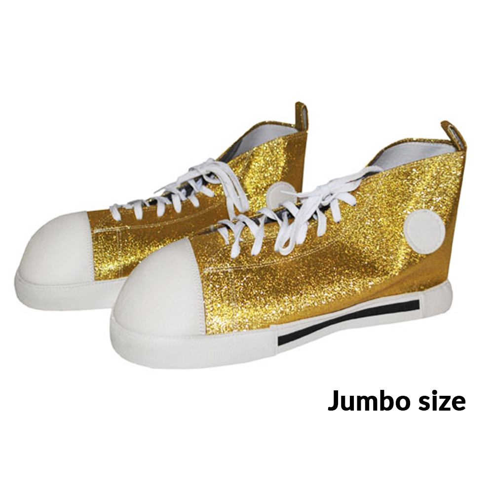 Funny Fashion Jumbo Size Gold Glitter Clown Shoes