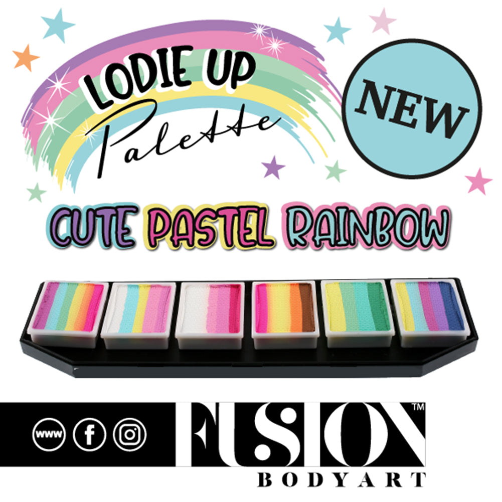 Fusion Body Art Face Painting Palette - Lodie Up Cute Pastel Rainbow (6 Cakes/10 gm)