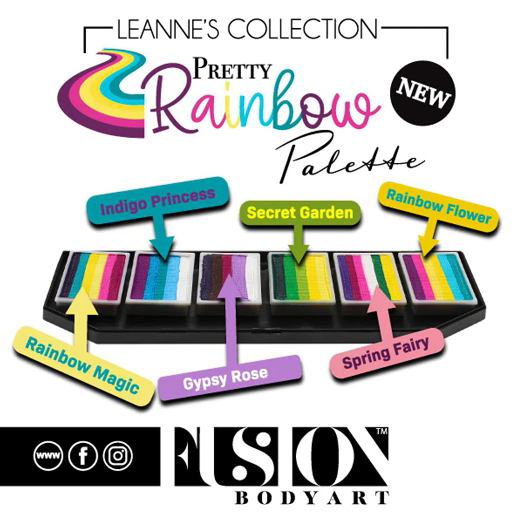 Fusion Body Art & FX  Spectrum Palette - Leanne's Pretty Rainbow (6 Cakes/10 gm)