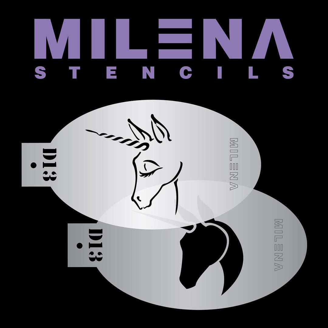 Milena Stencils - Unicorn D13 ( Double Stencil )