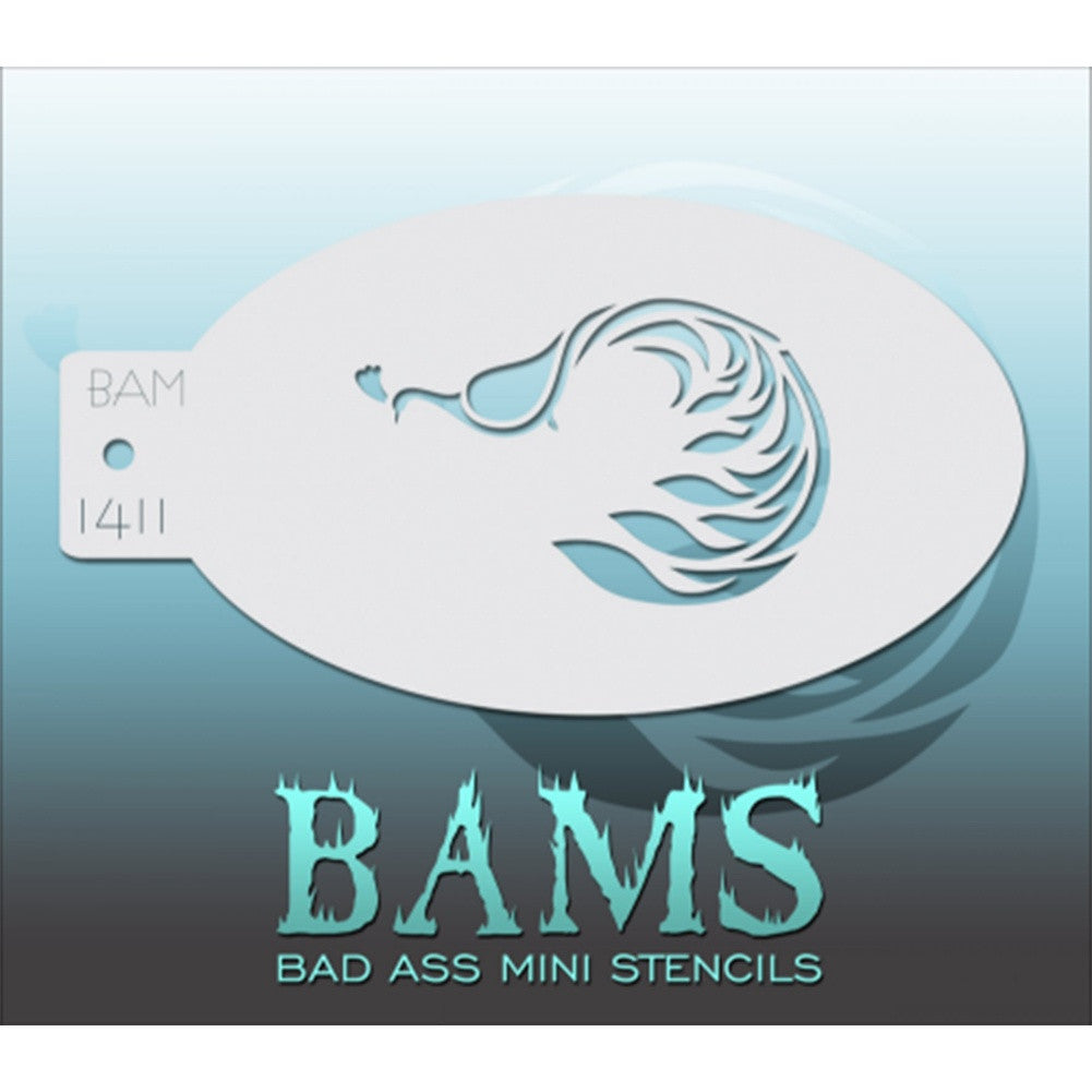 Bad Ass Mini Stencils - Peacock Swirl (BAM 1411)
