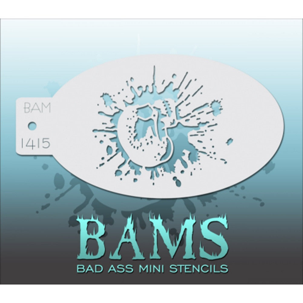 Bad Ass Mini Stencils - Splatter Skull (BAM 1415)