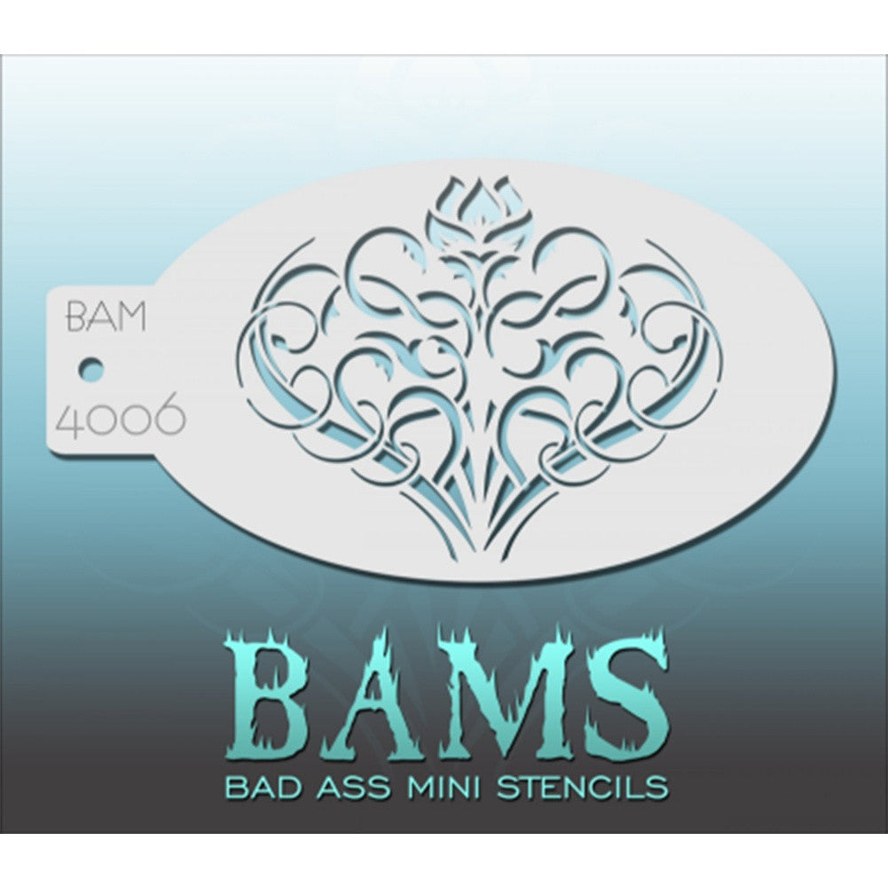 Bad Ass Mini Stencils - Flower Swirls (BAM 4006)