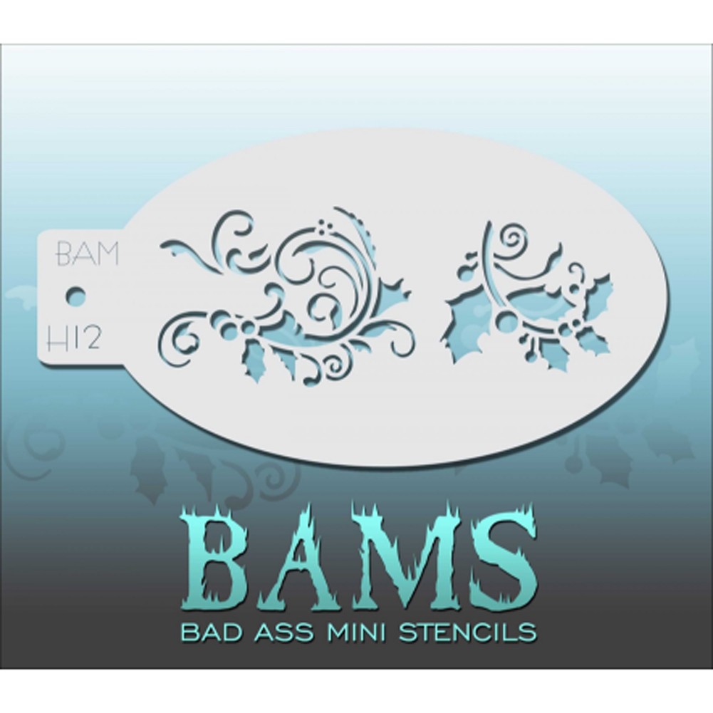 Bad Ass Mini Stencils - Holly Swirl (BAM H12) 