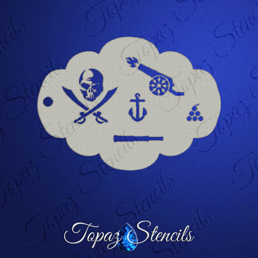 Topaz Face Painting Stencil - Pirate Elements
