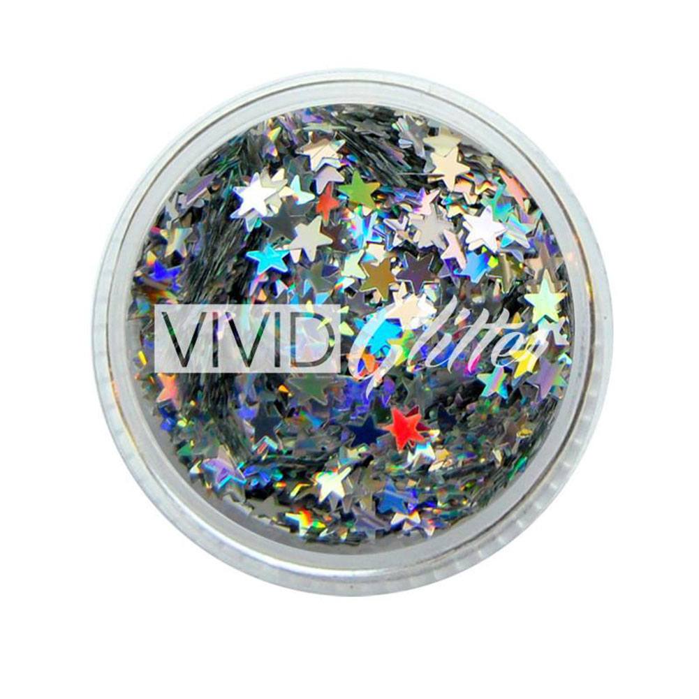 VIVID Glitter Loose Chunky Glitter - Silver Stars (10 gm)