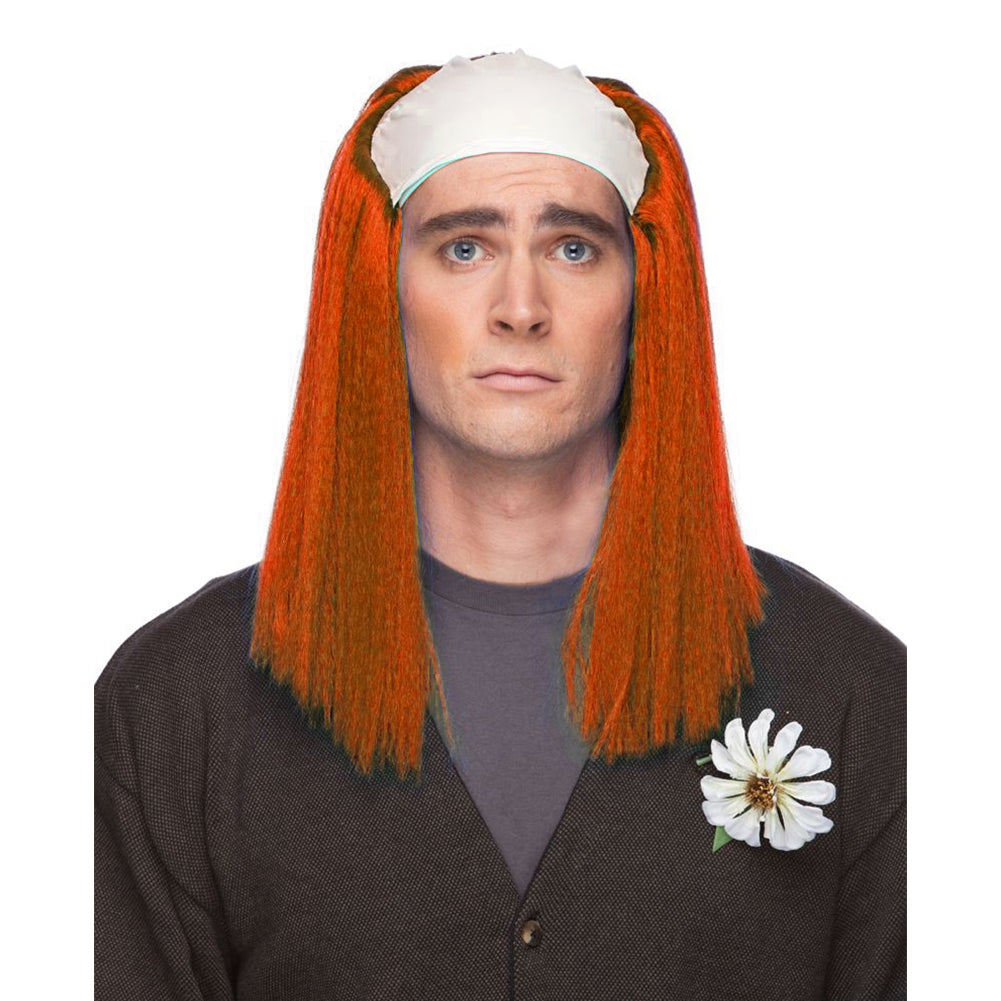 Bald Straight Clown Wig - Orange: