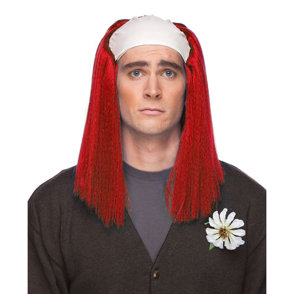 West Bay Bald Straight Clown Wig - Red